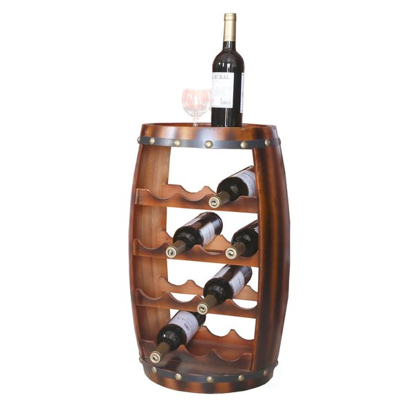 Vintiquewise Wooden Barrel Shaped 14 Bottle Wine Rack QI003283